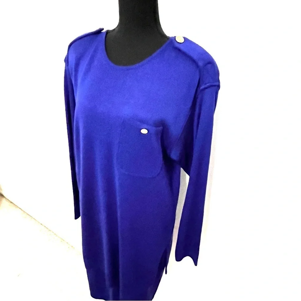 Liz Claiborne Collection knit tunic skirt set Royal Blue Y2K Excellent Condition